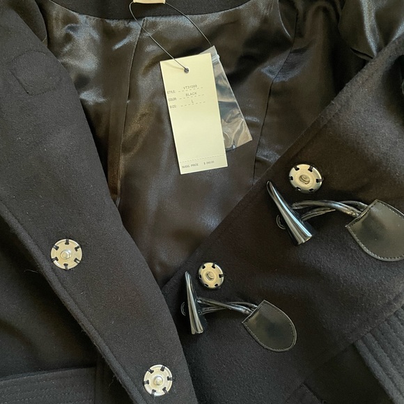 Vértigo Paris Women Classic Duffle Style Toggle Coat Size L Black Dry Clean - Picture 13 of 16
